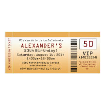 50th Birthday Party Invitation Golden Ticket