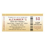 50th Birthday Party Invitation Goldtone Ticket