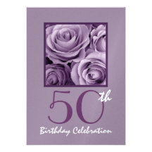 50th Birthday Party Invitation Lilac Purple Roses