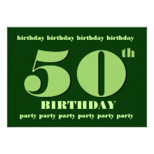 50th Birthday Party Invitation Template Green