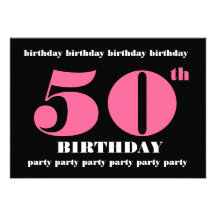 50th Birthday Party Invitation Template Pink Black