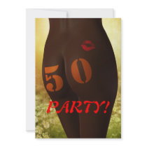 50th Birthday party Invitation with a bare rear.