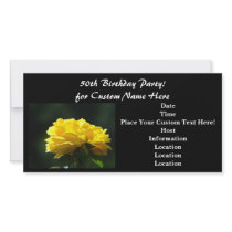 50th Birthday Party! Invitations Black Yellow Rose