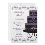 50th Birthday Party Invitations In Purple Swirl