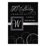 50th Birthday Party Invitations - Silver Monogram