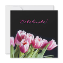 50th Birthday Party Pink Tulip Invitation