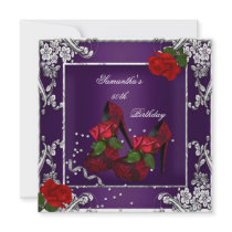 50th Birthday Party Purple Red Rose Silver
