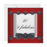 50th Birthday Party Red Black White Jewels Bow invitations