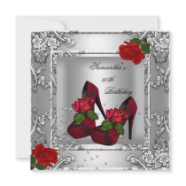 50th Birthday Party Red Rose Silver
