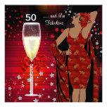 50th Birthday Party Retro Diva Art deco Red White Invite