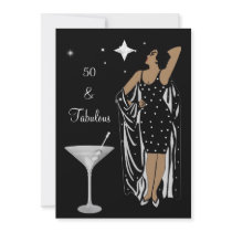 50th Birthday Party Retro Diva deco Black White