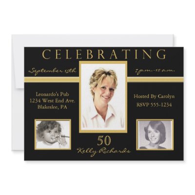50th Birthday Party Tri Photo Invitations by NightSweatsDiva