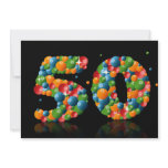 50th Birthday party, with bubbles and balls Personalised Invitation