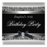 50th Birthday Party Zebra Black White Diamond Personalised Invites