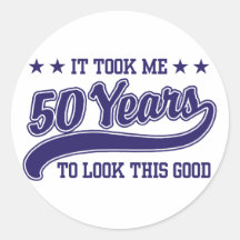 50th Birthday Round Sticker