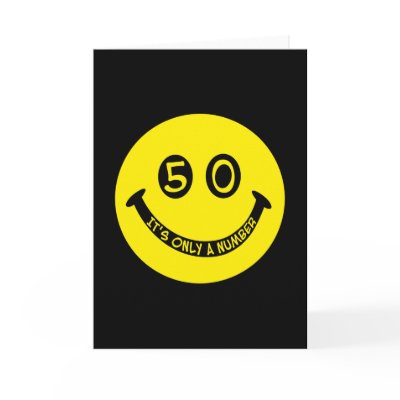 50th birthday Smiley Face, It's only a number! by 50thbirthdaygifts_