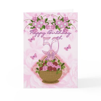 50th Birthday Special Lady, Roses And Flowers - 50 Greeting Card by moonlake