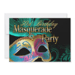 50th Birthday Venetian Masquerade (turquoise verdi invitations