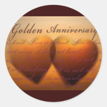 50th Golden Anniversary heart design Round Sticker