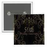 50th Golden Wedding Anniversary Chandelier Pinback Buttons