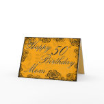 50th Happy Birthday Card - Orange Floral