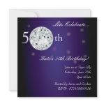 50th Purple Disco Ball Party Invitation