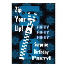 50th SURPRISE Birthday Blue Stars Zipper W1686 Card