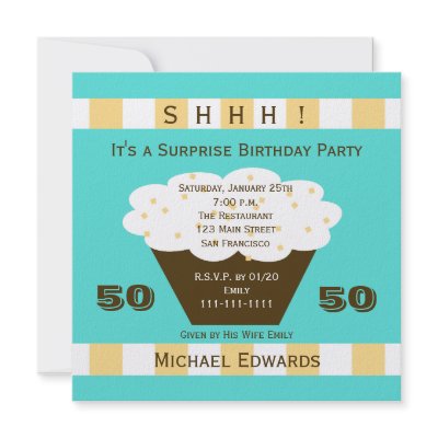 50th Surprise Birthday Party Invitation - Cupcake by henishouseofpaper