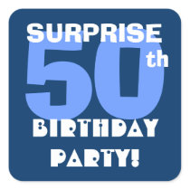 50th SURPRISE Birthday Party Navy and Aqua Blue