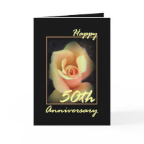 50th Wedding Anniversary Card with Yellow Rosebud