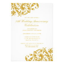 50th Wedding Anniversary Gold Swirl Flourish Personalized Announcements