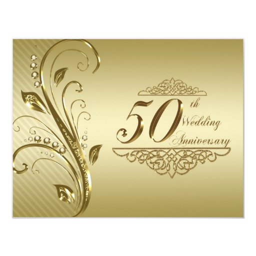 50th wedding anniversary invitation card zazzle 50th anniversary template