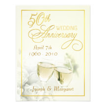 50th Wedding Anniversary Invitations - Ivory Small