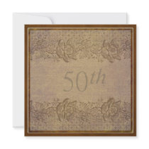 50th Wedding Anniversary Party in Gold Floral Personalized Announcement
