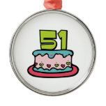 51 Year Old Birthday Cake Christmas Ornament