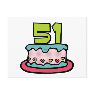 51 Year Old Birthday Cake Post Cards by Birthday_Bash