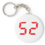 52 fifty-two red alarm clock digital number keychains
