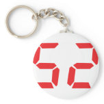 52 fifty-two red alarm clock digital number key chains