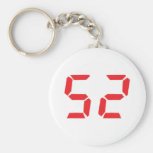 52 fifty-two red alarm clock digital number keychains