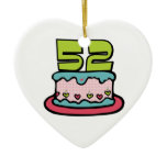 52 Year Old Birthday Cake Christmas Ornaments