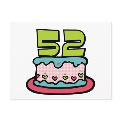 52 Year Old Birthday Cake Post Card by Birthday_Bash
