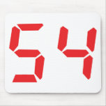 54 fifty-four red alarm clock digital number mouse pads