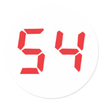 54 fifty-four red alarm clock digital number stickers