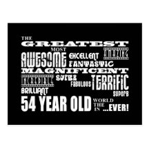 54th Birthday Party Greatest Fifty Four Year Old Postcard