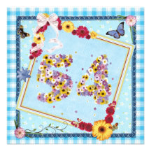54th Birthday party Invitation flowers,butterflies