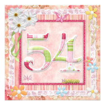 54th birthday party scrapbooking style personalized announcements