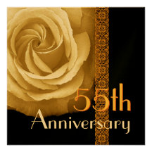 55th Anniversary Invitation - GOLD Rose