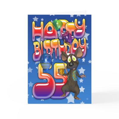 55th Birthday Card cute with little mouse by moonlake