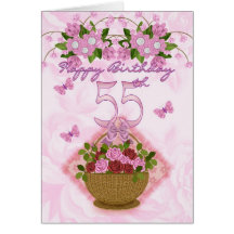 55th Birthday Special Lady, Roses And Flowers - 55 Greeting Card