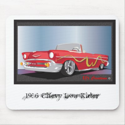 56 CHEVY LOWRIDER, 1956 Chevy Low Rider Mousepads by EJsCreations
